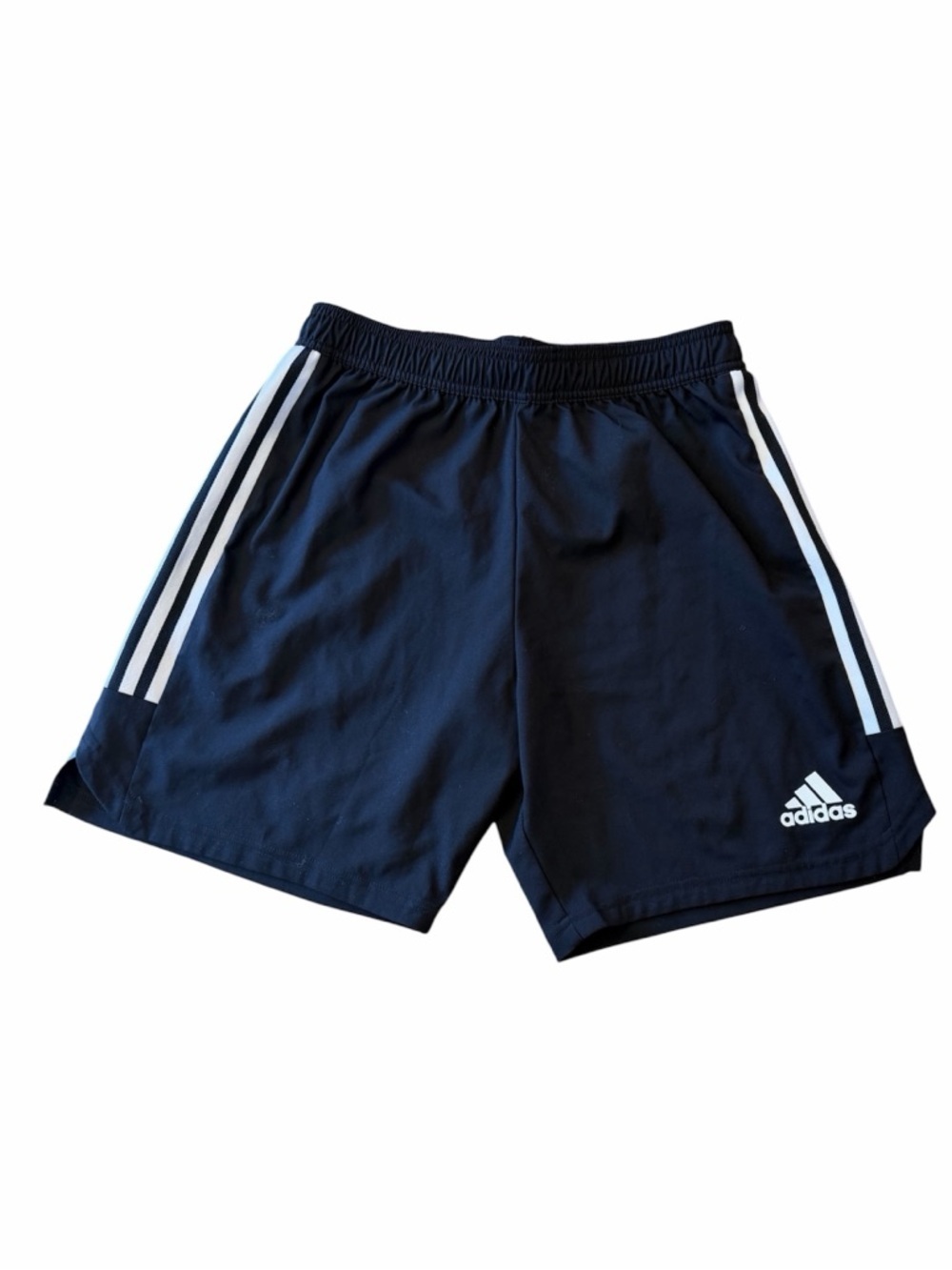 Men's Adidas Black Athletic Shorts with White Side Stripes Size M